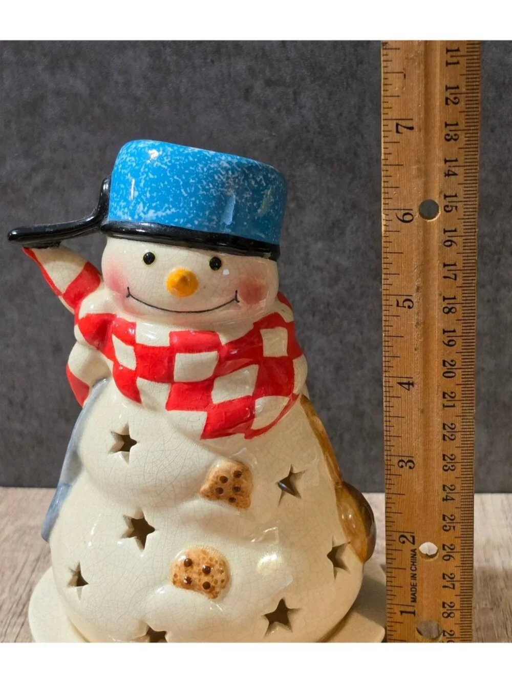 Vtg Hallmark Mitford Percy Snowman Tea Light Candle Holder Votive Luminary 7